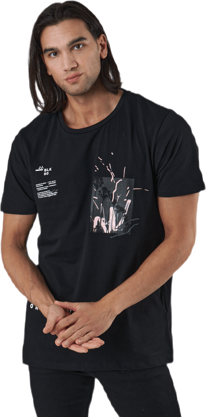 Fedo Tee Ss Crew Neck Svart, Male, Kleding, T-shirt, Zwart, XXL