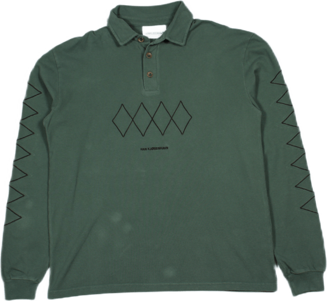 Polo Shirt Long Sleeve Dusty Green, Male, Kleding, Overhemden, Geel, XL