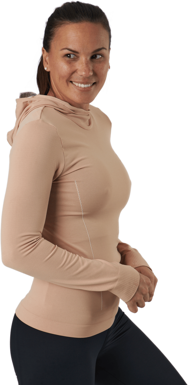 Comet Seamless Hoody W Sirocco/shell, Female, Apparels, Shirts, Running, Beige, XL