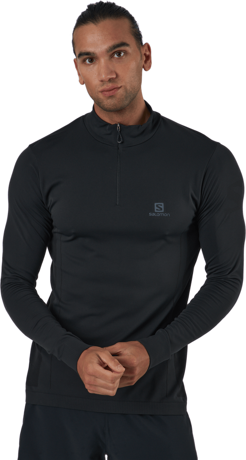 Explore Seamless Half Zip Black, Male, Vêtements, Chemises, Courses, Noir, XL