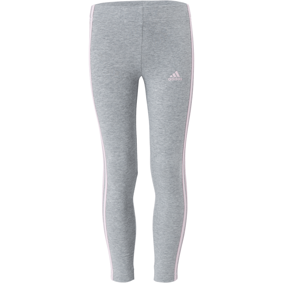 Adidas Girls Essentials 3 Stripes Leggings Medium Grey Heather / Clear Pink