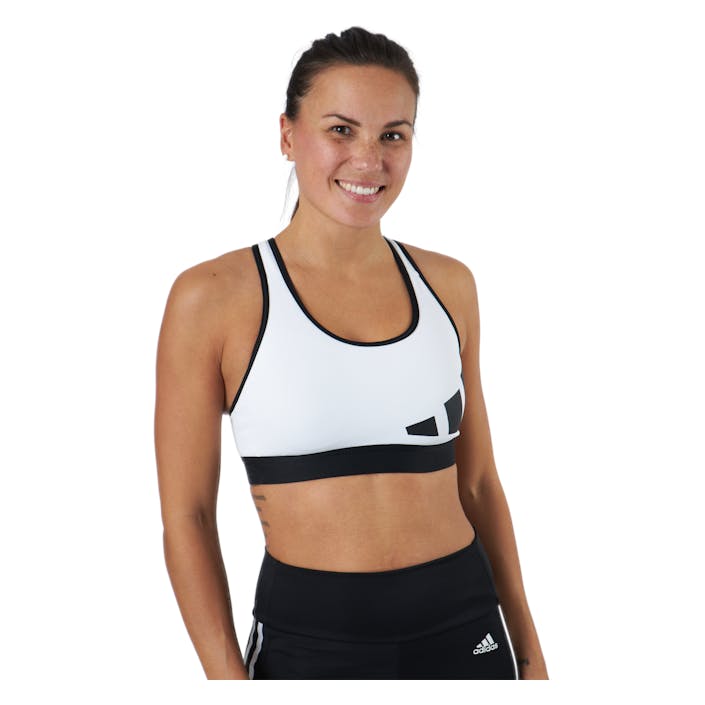 Believe This 3Bar Logo Bra White / Black, Female, Apparels, Sports Bras, Running, White, XS
