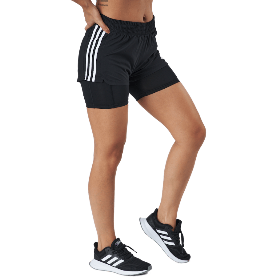 Pacer 3 Stripe Woven 2 In 1 Short Black / White - Bild 2