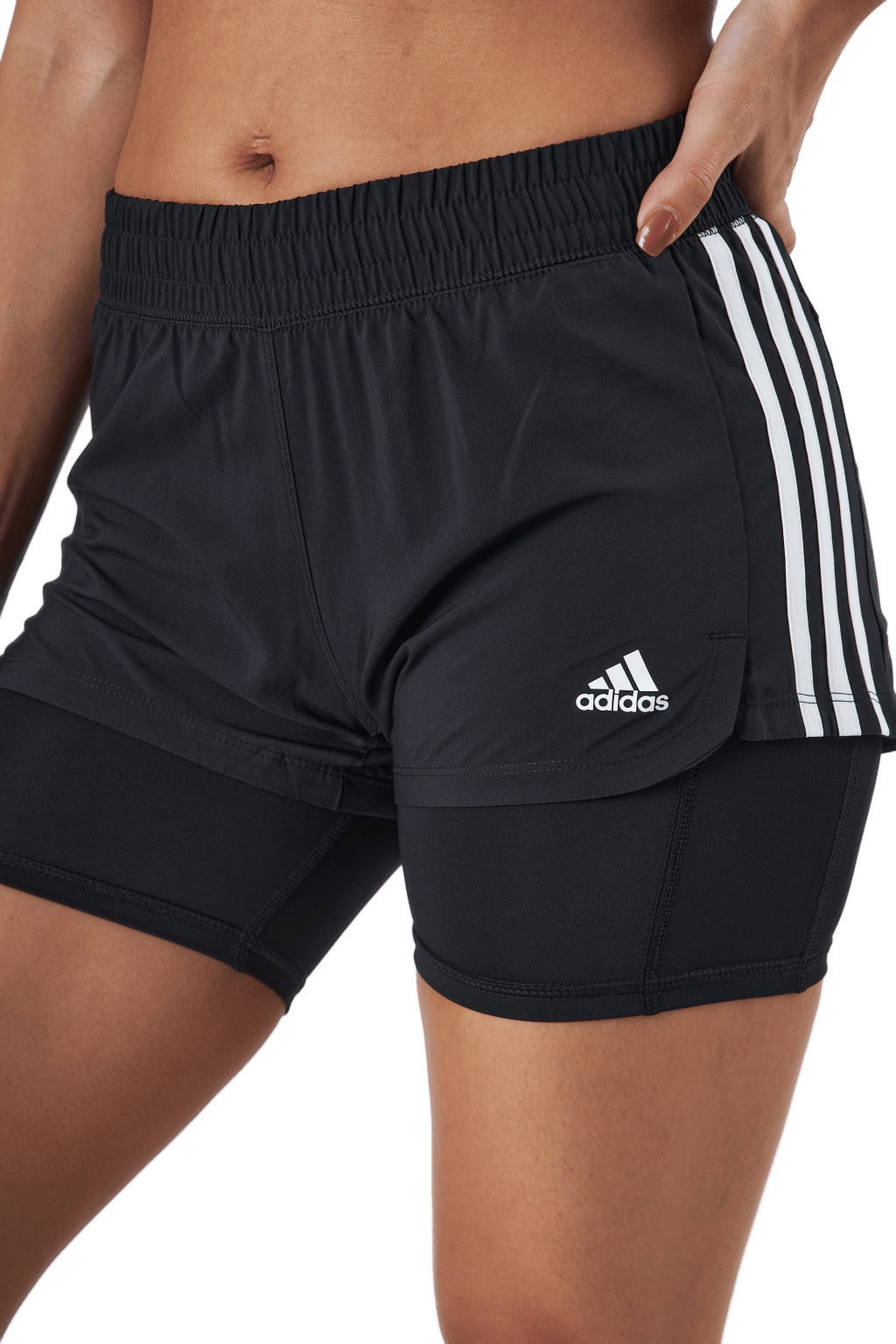 Pacer 3 Stripe Woven 2 In 1 Short Black / White - Bild 4