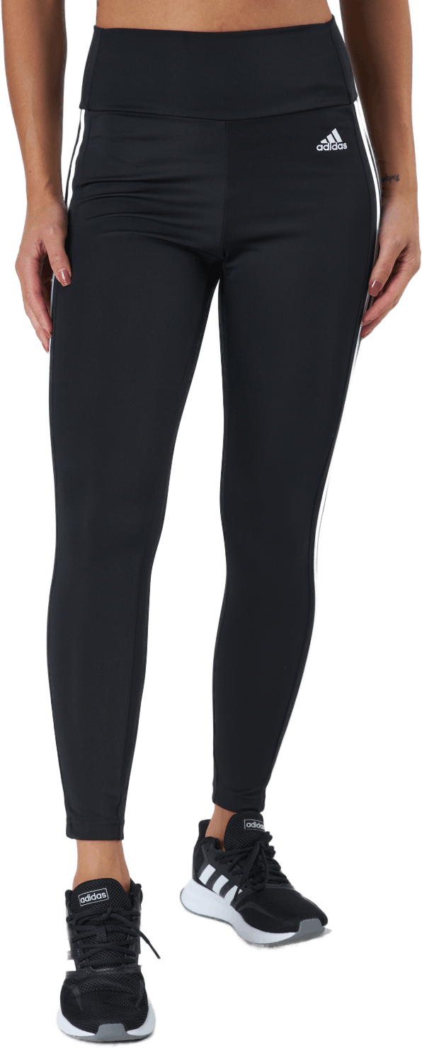 High Rise 3-Stripes 7/8 Tights Black / White, Female, Odevy, Leggings, Posilovať, Čierna, XS