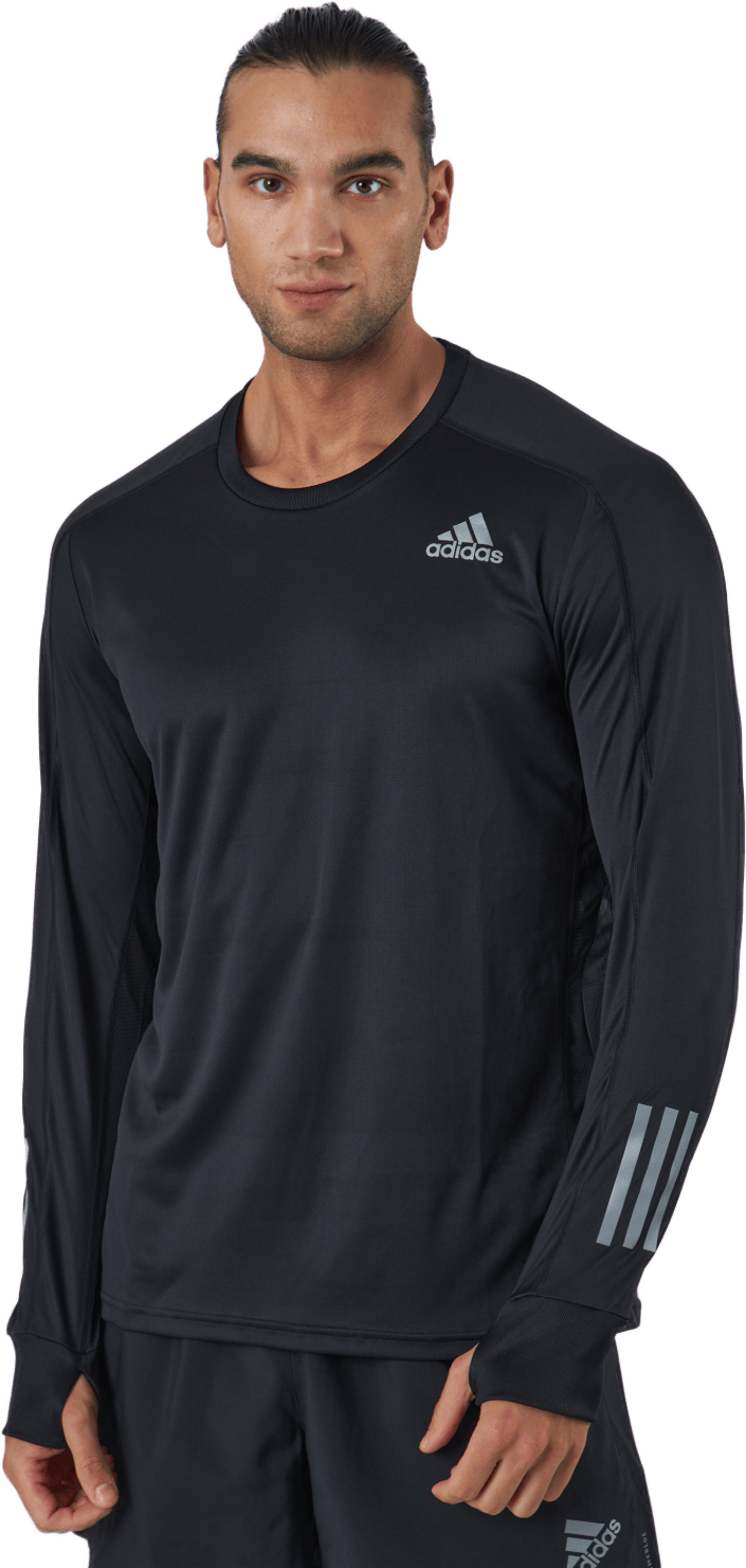 Adidas Own The Run Long Sleeve Tee M Black / Black, Male, Vêtements, Chemises, Courses, Noir, XL