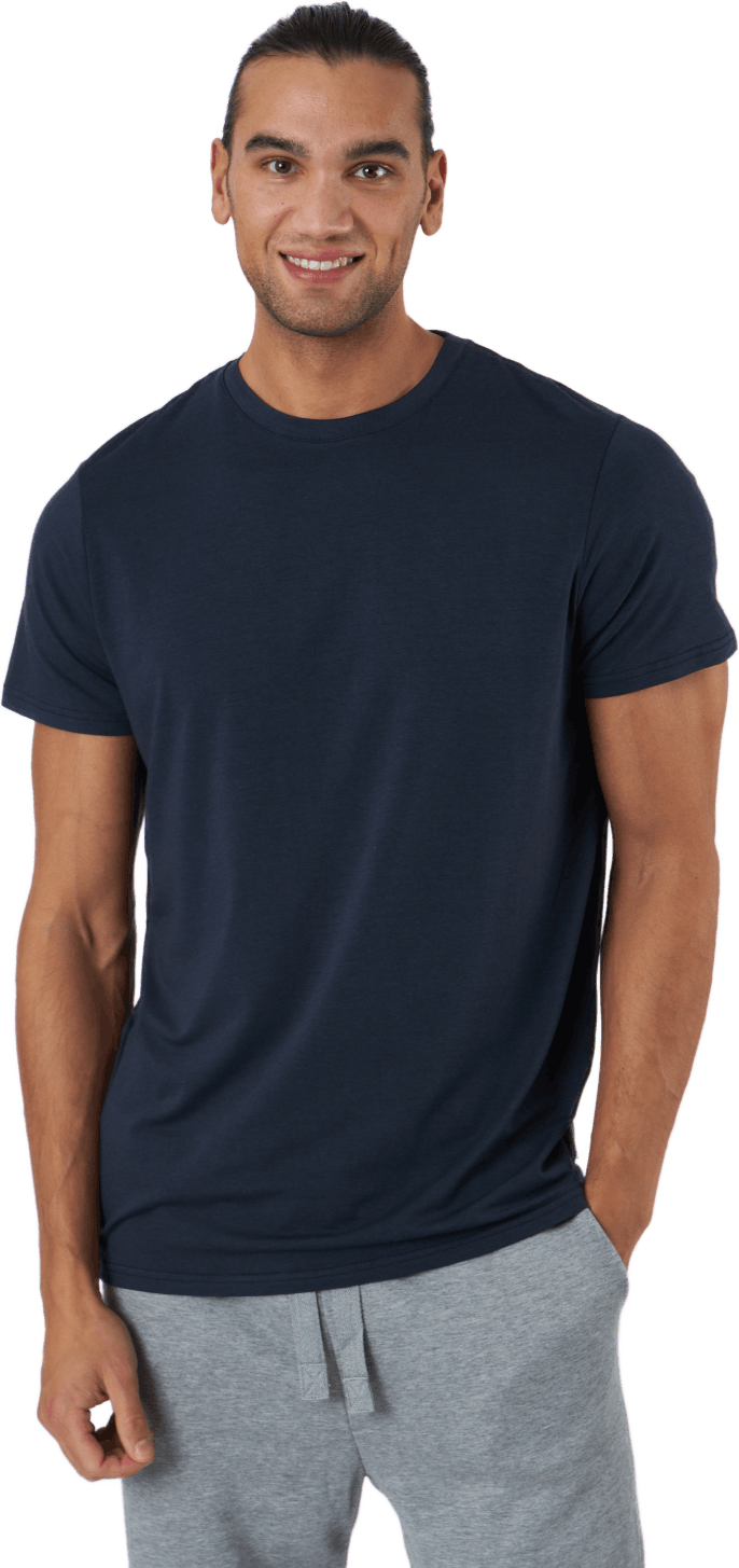 R-neck Tee Bamboo Navy, Male, Kläder, T-shirt, Svart, XL