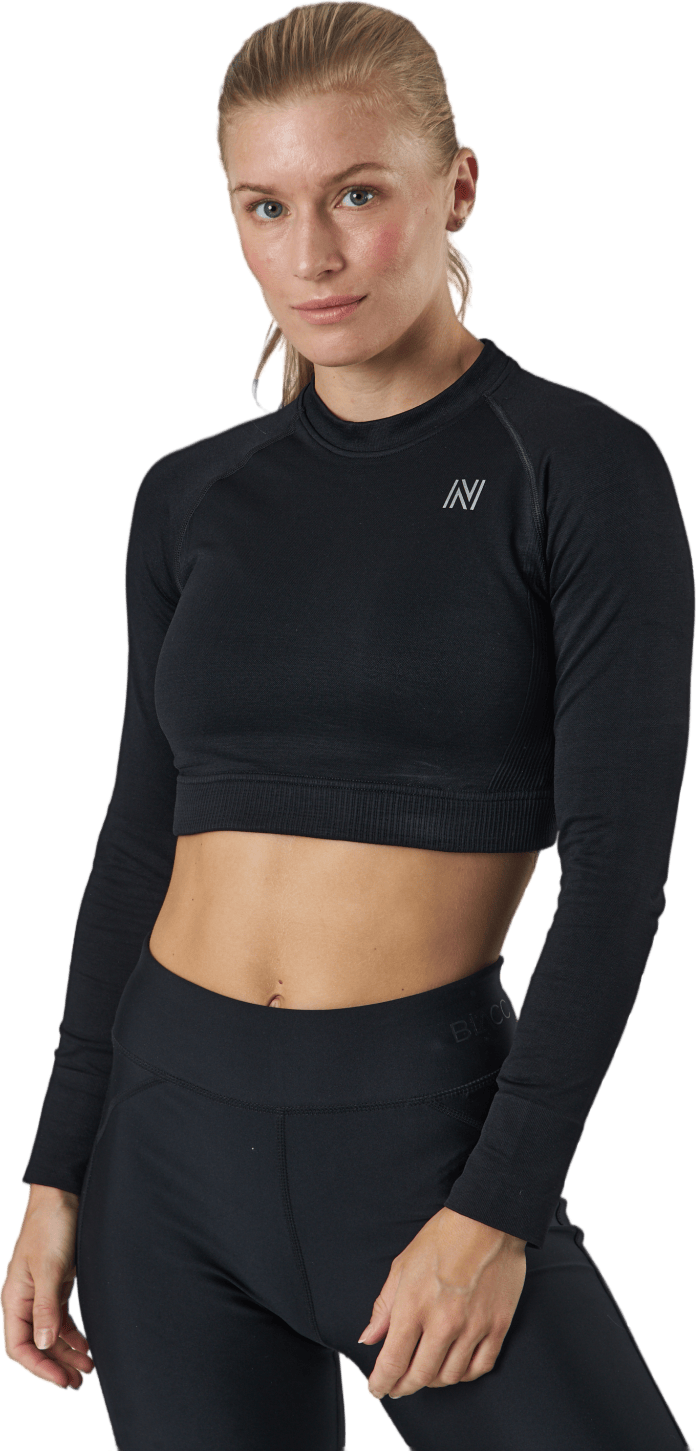 Molly Seamless Ls Crop Top Black