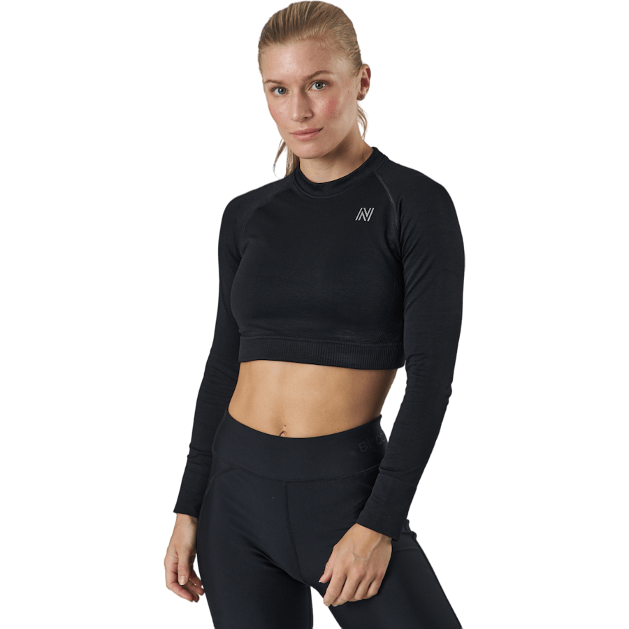 Molly Seamless Ls Crop Top Black