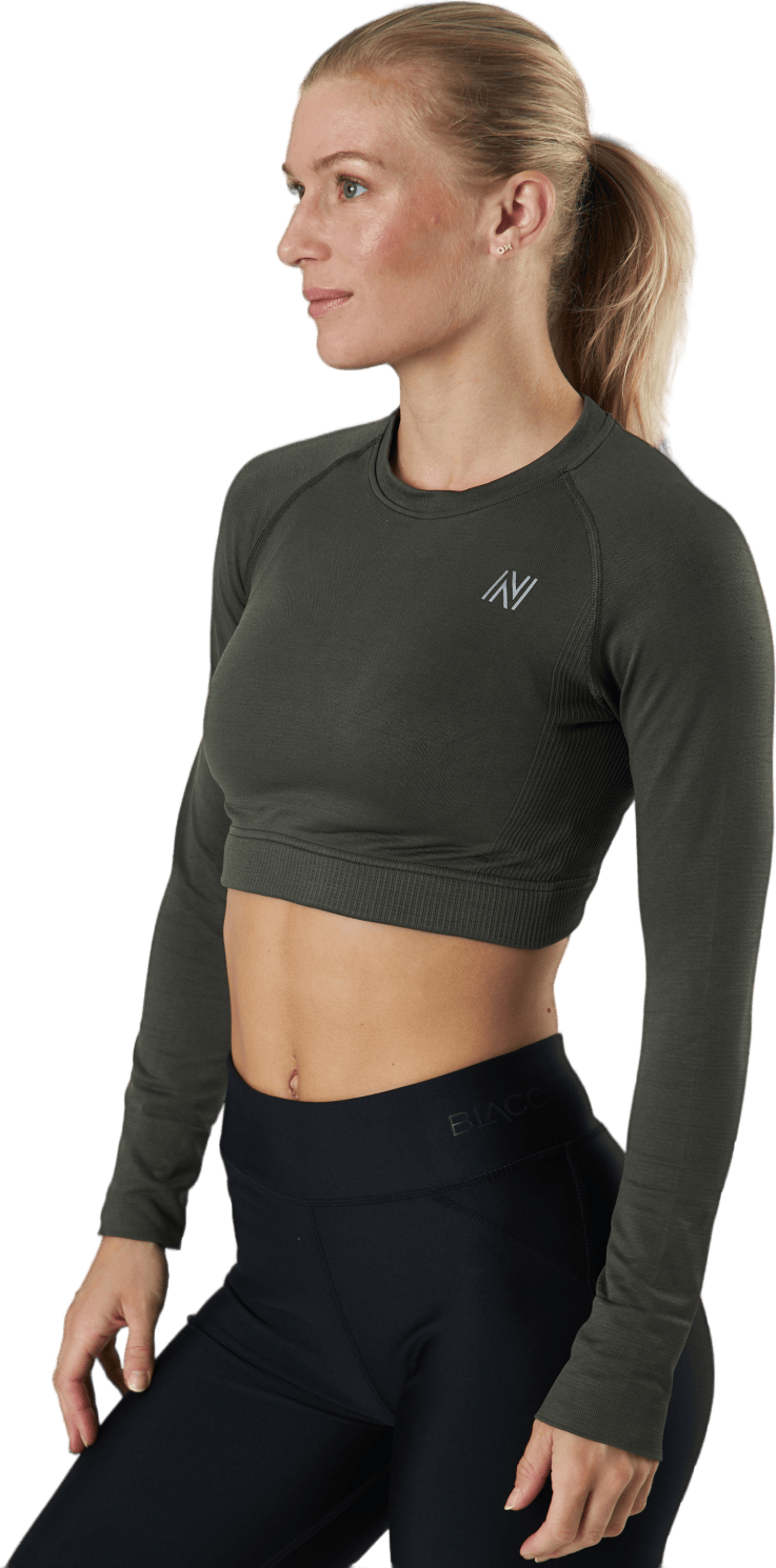 Molly Seamless Ls Crop Top Green - Bild 2