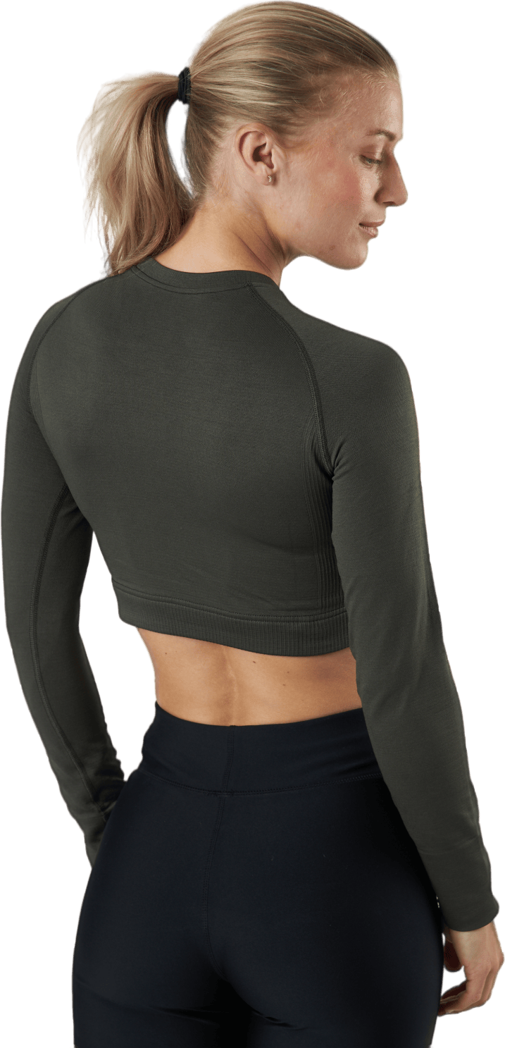 Molly Seamless Ls Crop Top Green - Bild 3