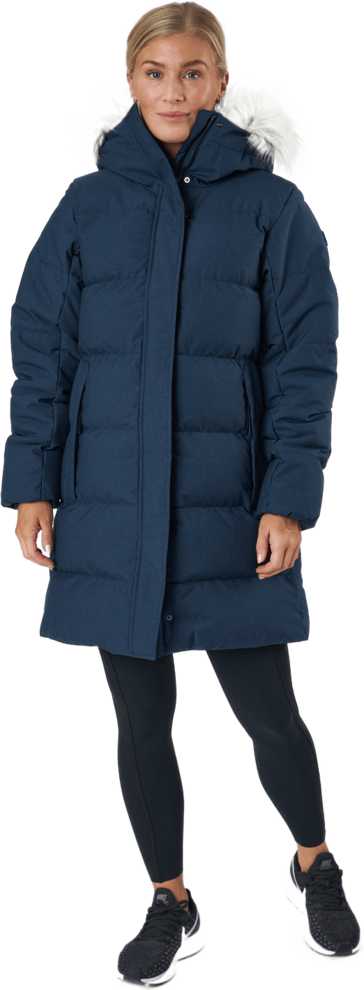 W Blossom Puffy Parka Navy, Female, Apparels, jackets, Blue, L