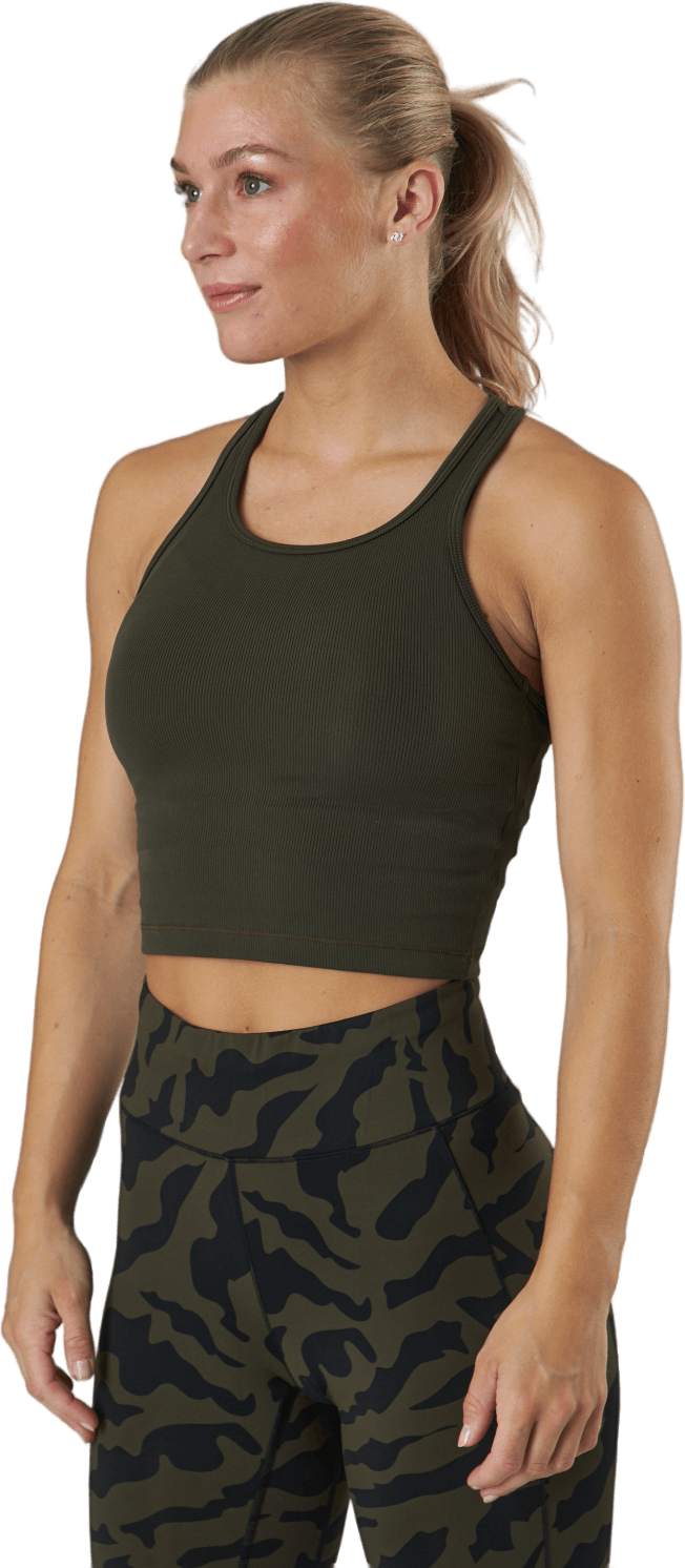 Bold Rib Crop Tank Forest Green, Female, Apparels, Tops, Workout, Green, 36