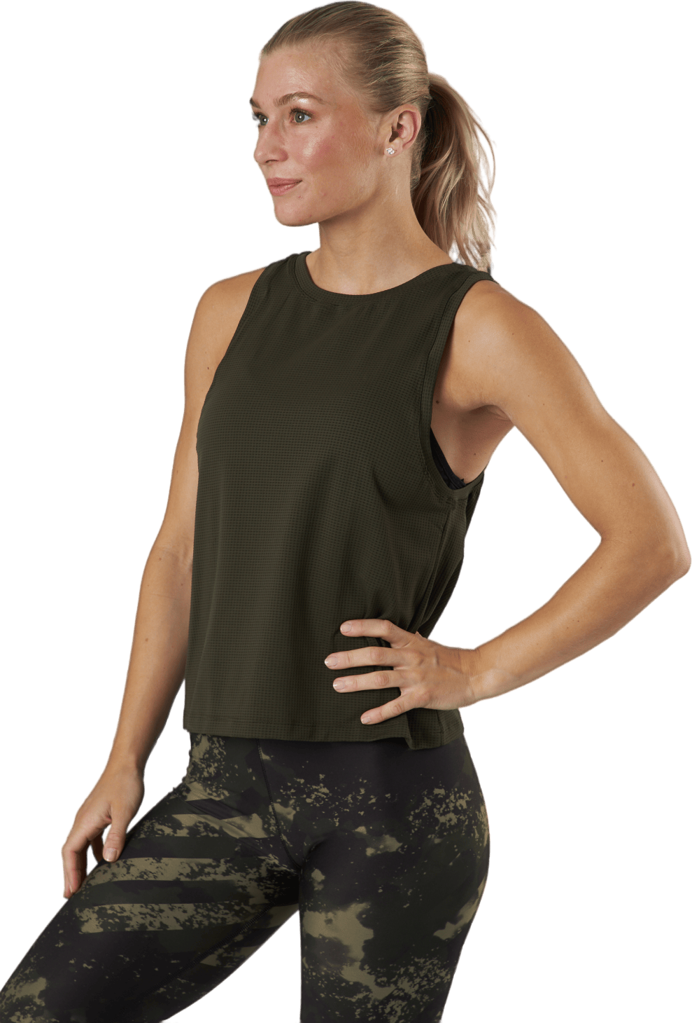 Iconic Loose Tank Forest Green, Female, Apparels, Tops, Workout, Black, 34