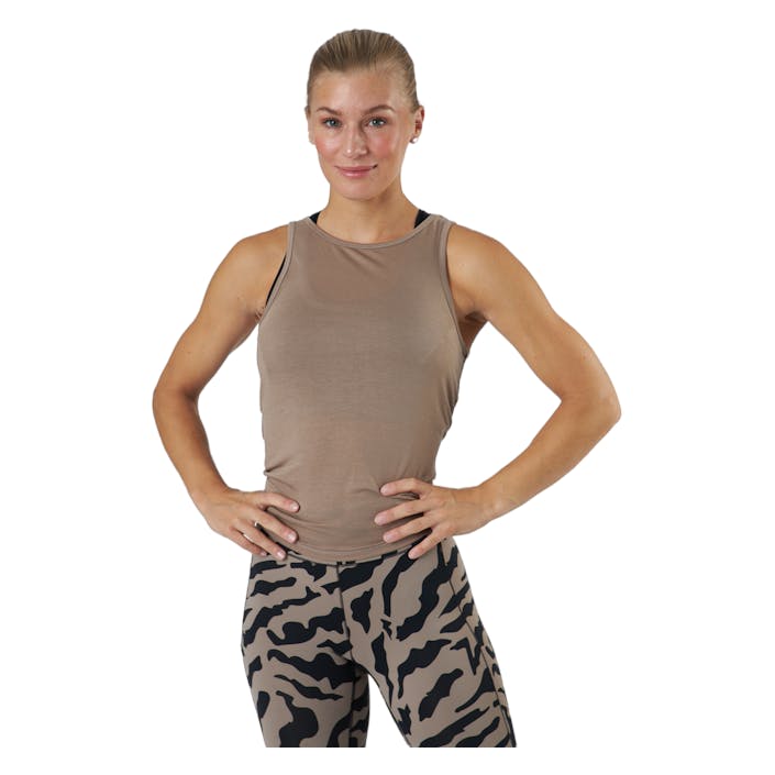 Tie Back Tank Taupe Grey, Female, Vêtements, Tops, Yoga, Gris, 38