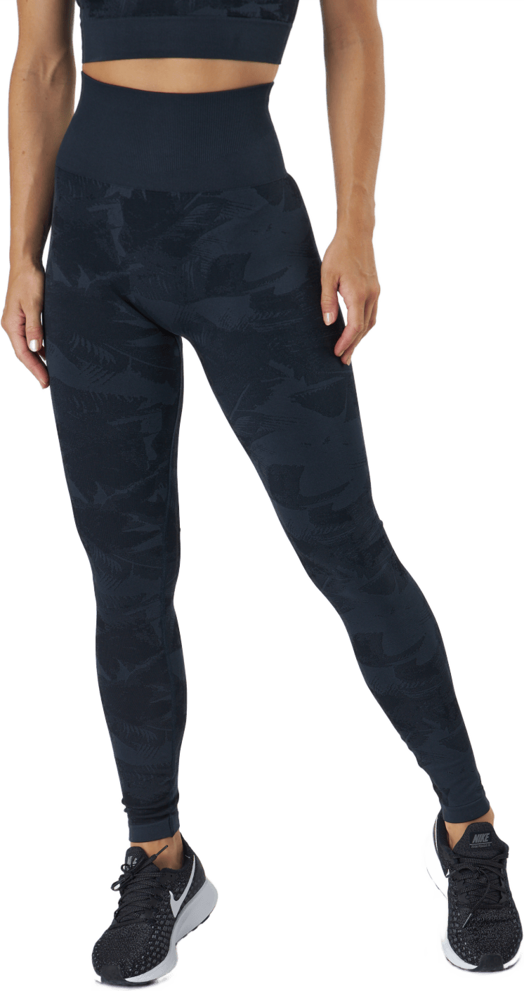 Botanical Seamless Tights Botanical Blue, Female, Apparels, Leggings, Workout, Blue, S