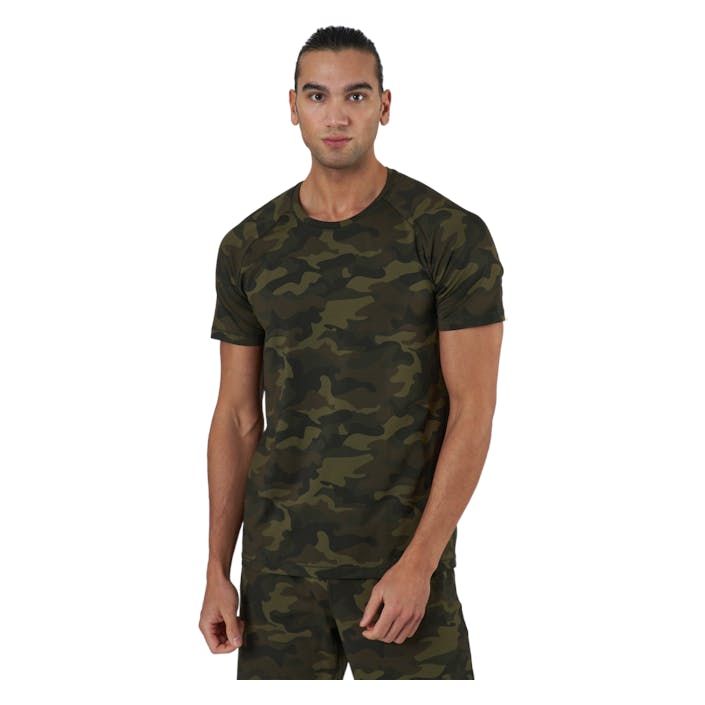 M Printed Tee Action Green, Male, Apparels, T-shirt, Workout, Multi color, L