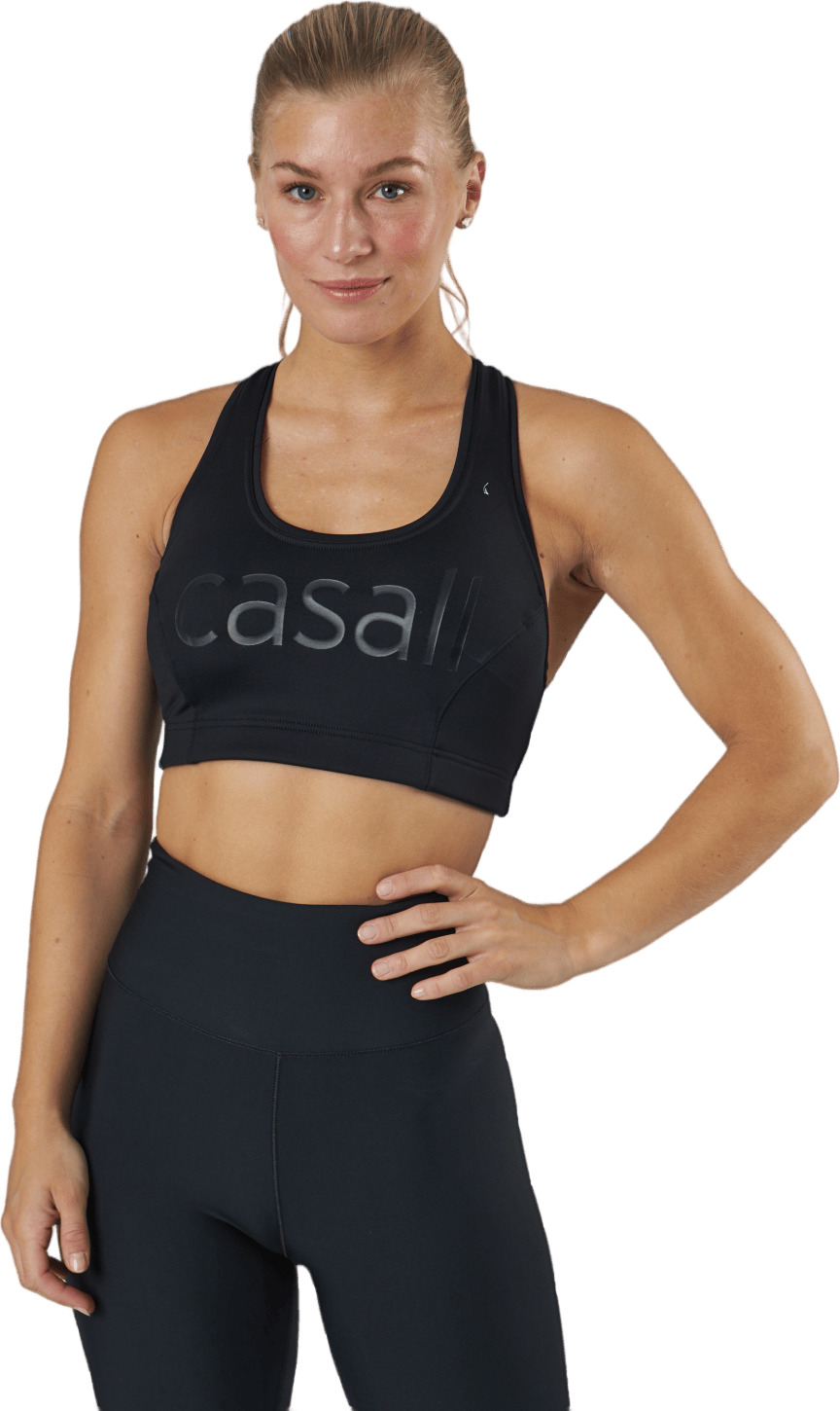 Iconic Wool Sports Bra Black Logo