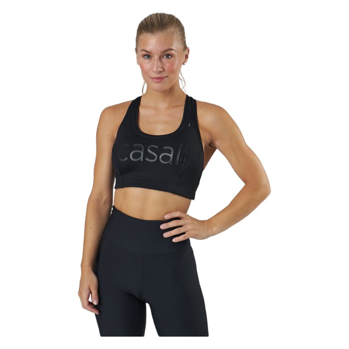 Iconic Wool Sports Bra Black Logo, Female, Apparels, Sports Bras, Running, Black, S C/D