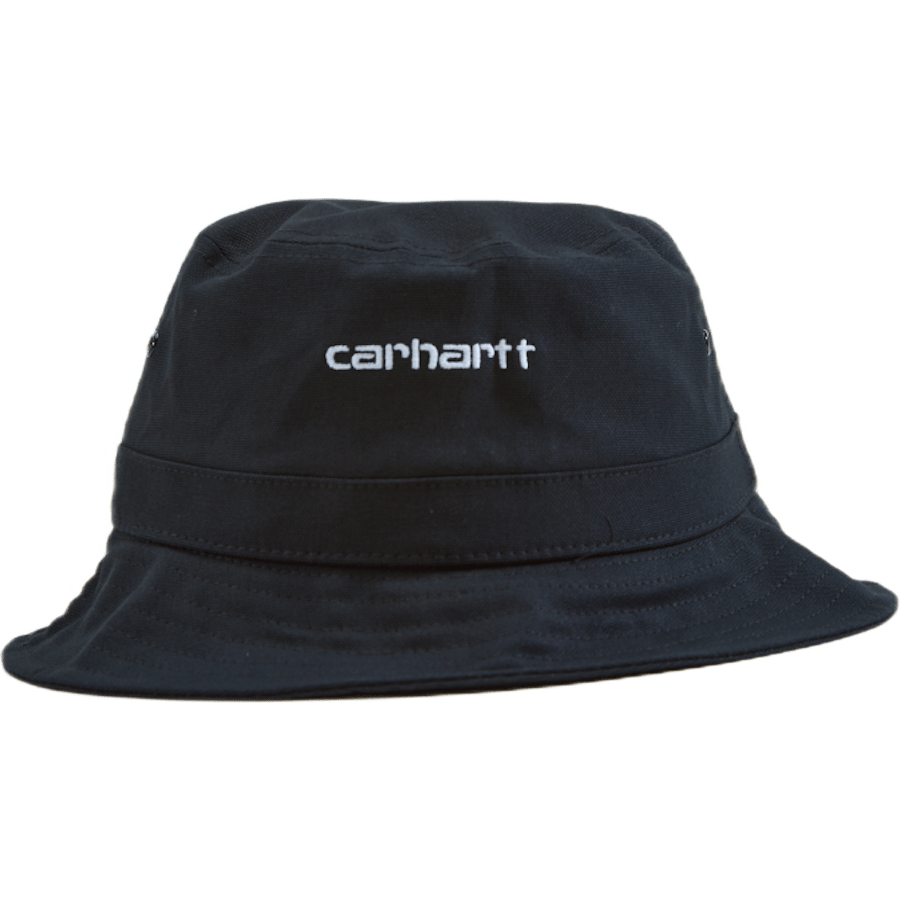 Script Bucket Hat Cotton Canva Black / White