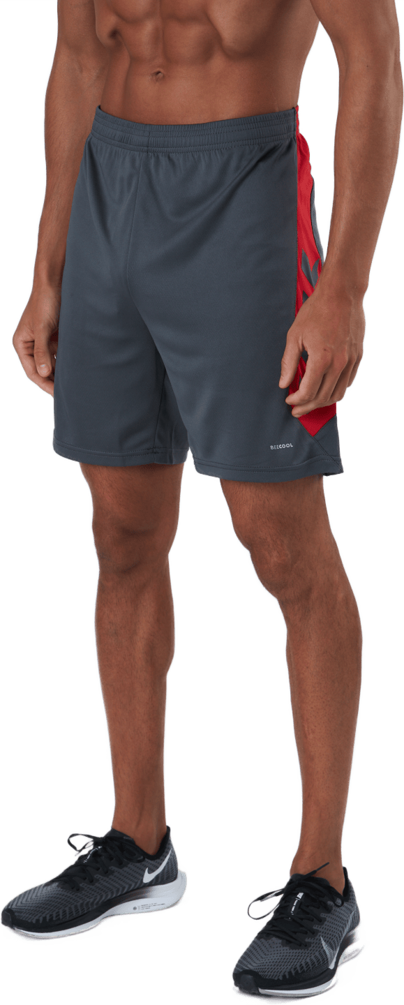 Hmlaction Poly Shorts Ebony/flame Scarlet, Male, Apparels, Shorts, Grey, L