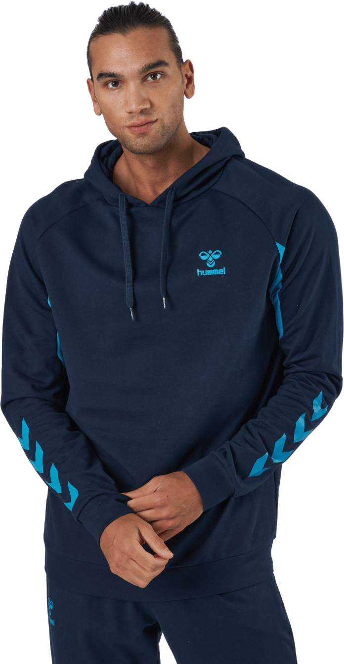 Hmlaction Cotton Hoodie Black Iris/atomic Blue