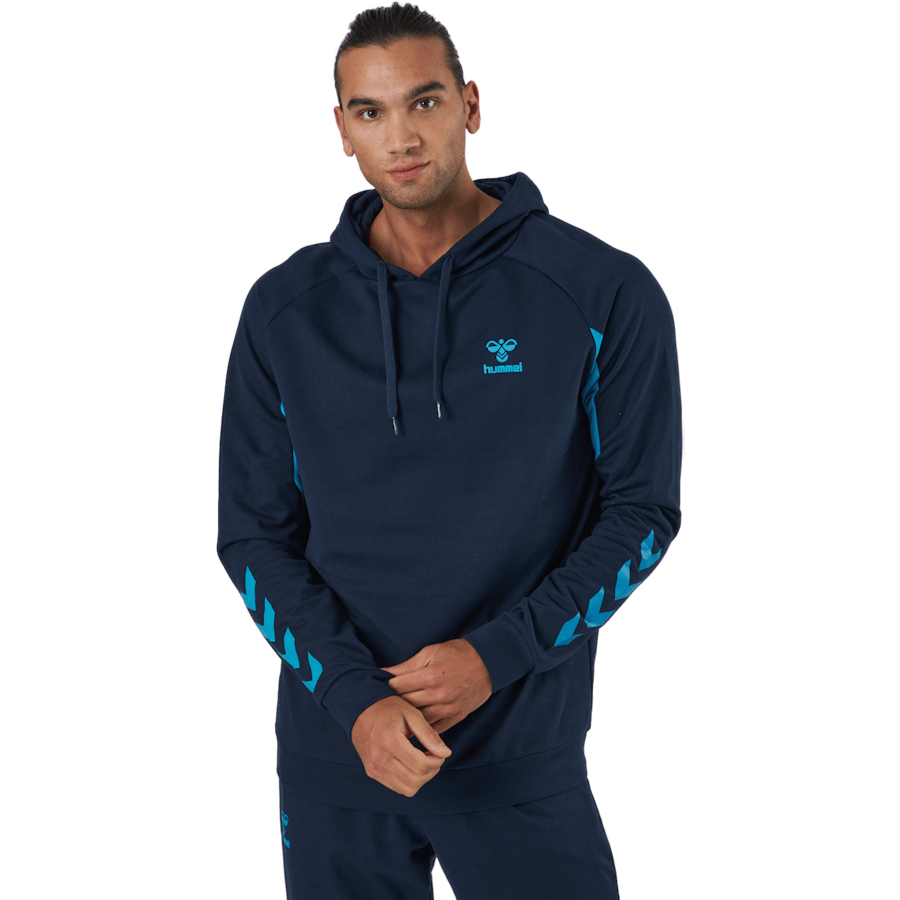 Hmlaction Cotton Hoodie Black Iris/atomic Blue