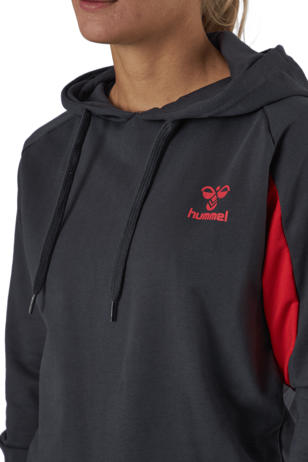 Hmlaction Cotton Hoodie Woman Ebony/flame Scarlet - Bild 4