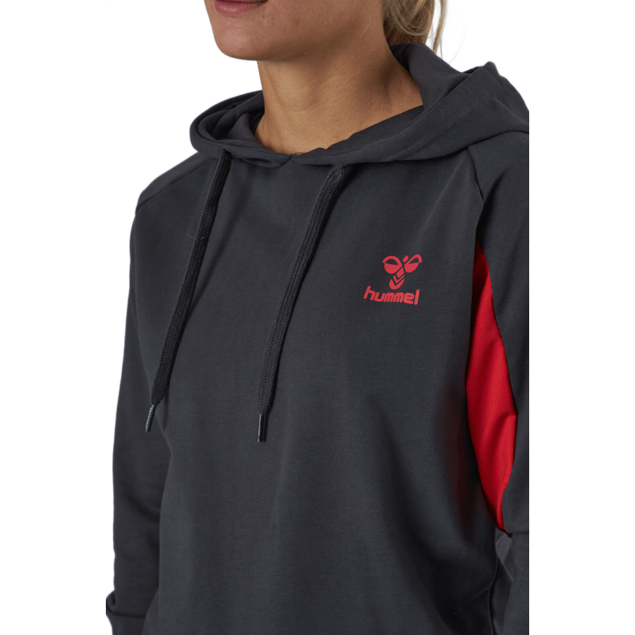 Hmlaction Cotton Hoodie Woman Ebony/flame Scarlet - Bild 4
