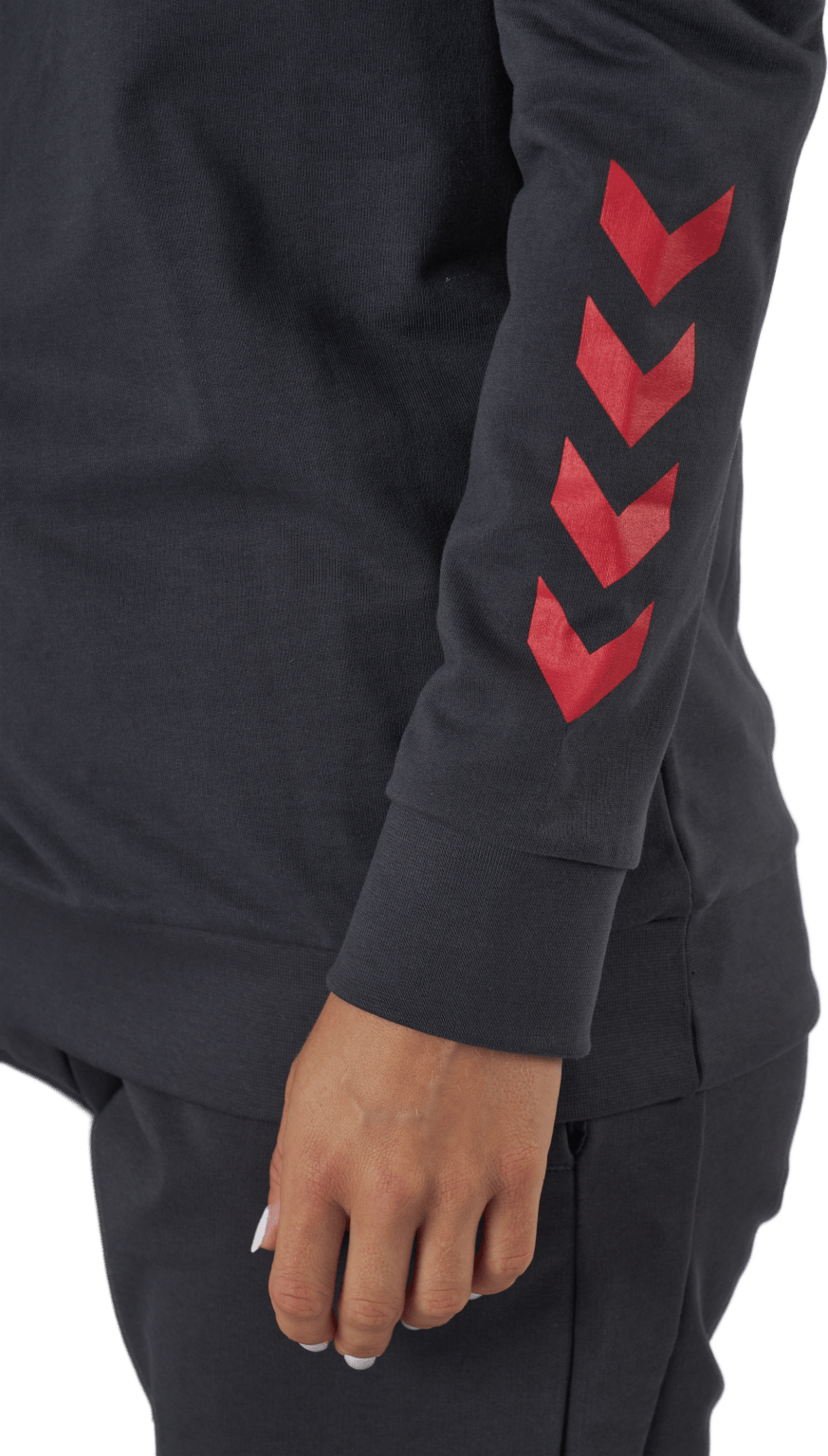 Hmlaction Cotton Hoodie Woman Ebony/flame Scarlet - Bild 5