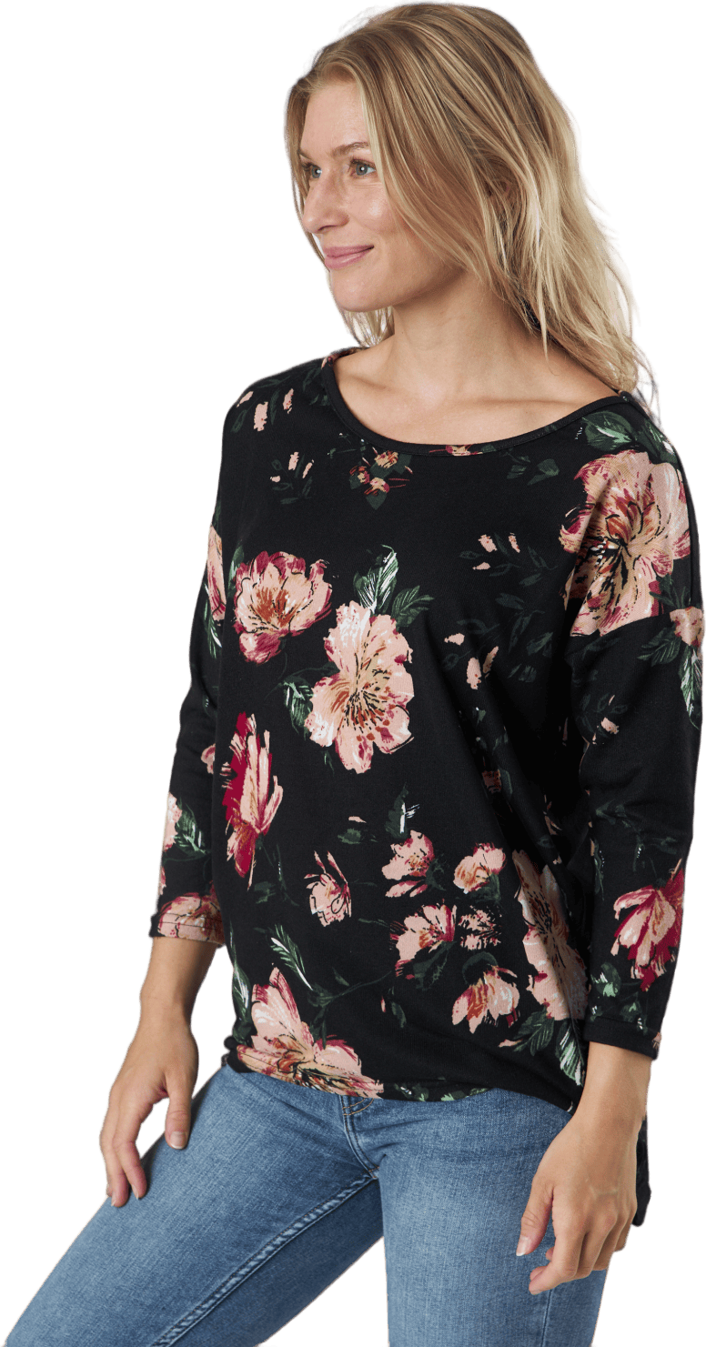 Onlelcos 4/5 Aop Top Jrs Noos Black W/jasmin Flower 15 - Bild 2