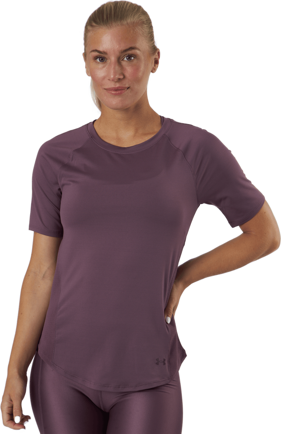 Ua Rush Mesh Ss Ash Plum, Female, Ropa, Camiseta de manga corta, Fitness, Morado, XS