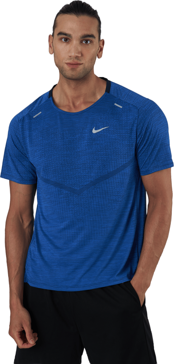 Dri-fit Adv Techknit Ultra Men Obsidian/game Royal/reflective, Male, Kläder, T-shirt, Löpning, Blå, XL