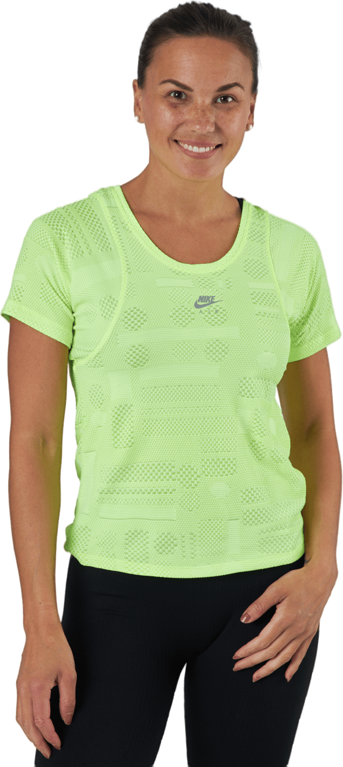 Air Dri-fit Women's Short-slee Volt/reflective Silv, Female, Apparels, T-shirt, Running, Green, S