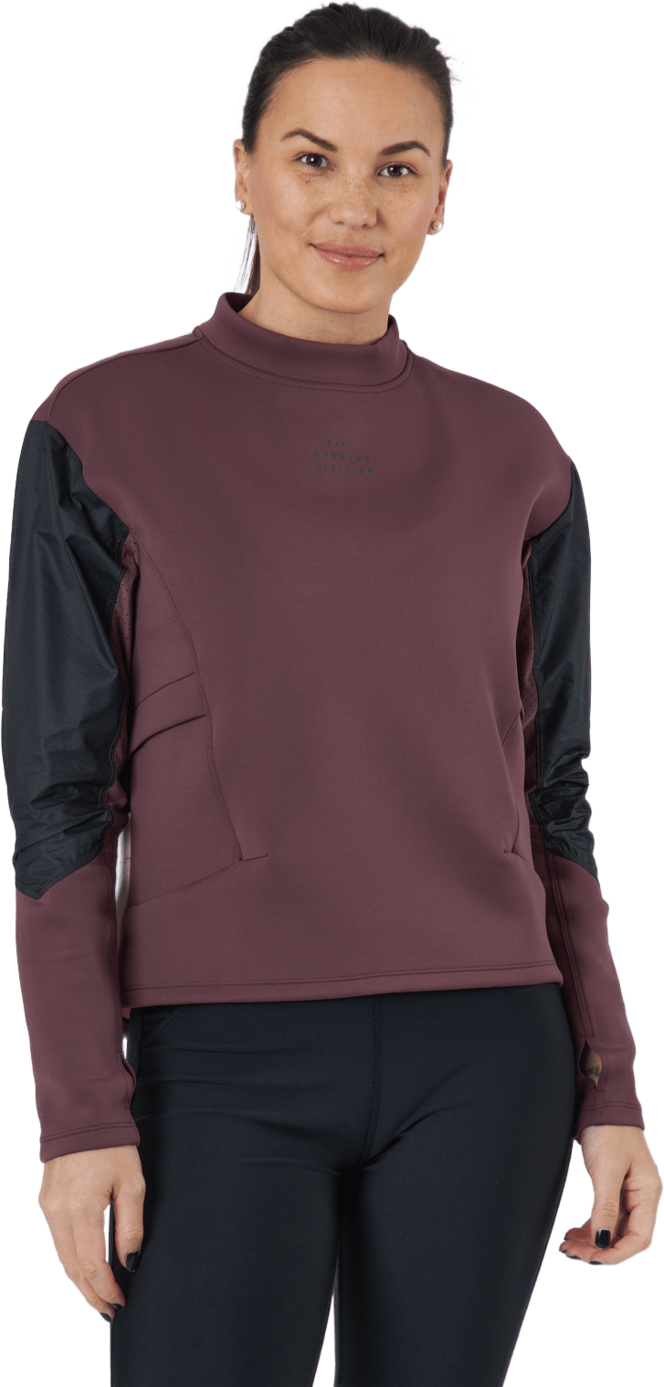 Dri-fit Run Divsion Women's Ru Dark Wine/black/pale Coral/bla, Female, Apparels, Shirts, Running, Purple, XS