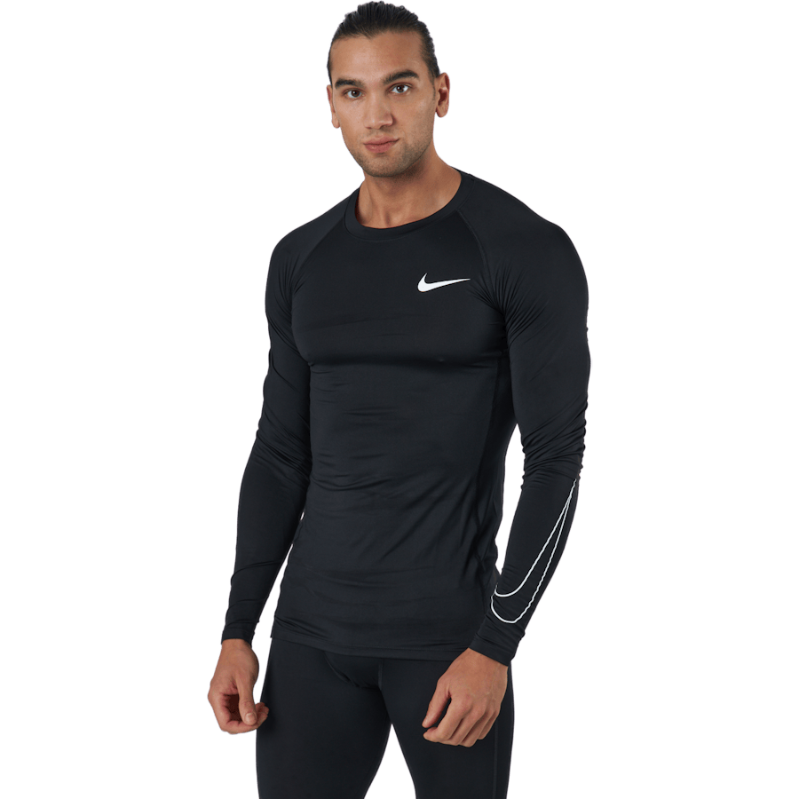 Nike Pro Dri-FIT Men's Tight Fit Long-Sleeve Top BLACK/WHITE