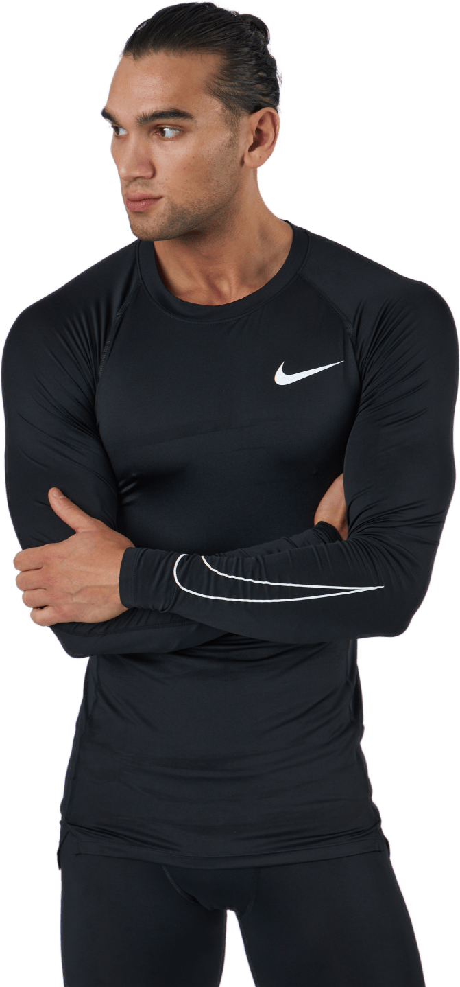 Nike Pro Dri-FIT Men's Tight Fit Long-Sleeve Top BLACK/WHITE - Bild 2