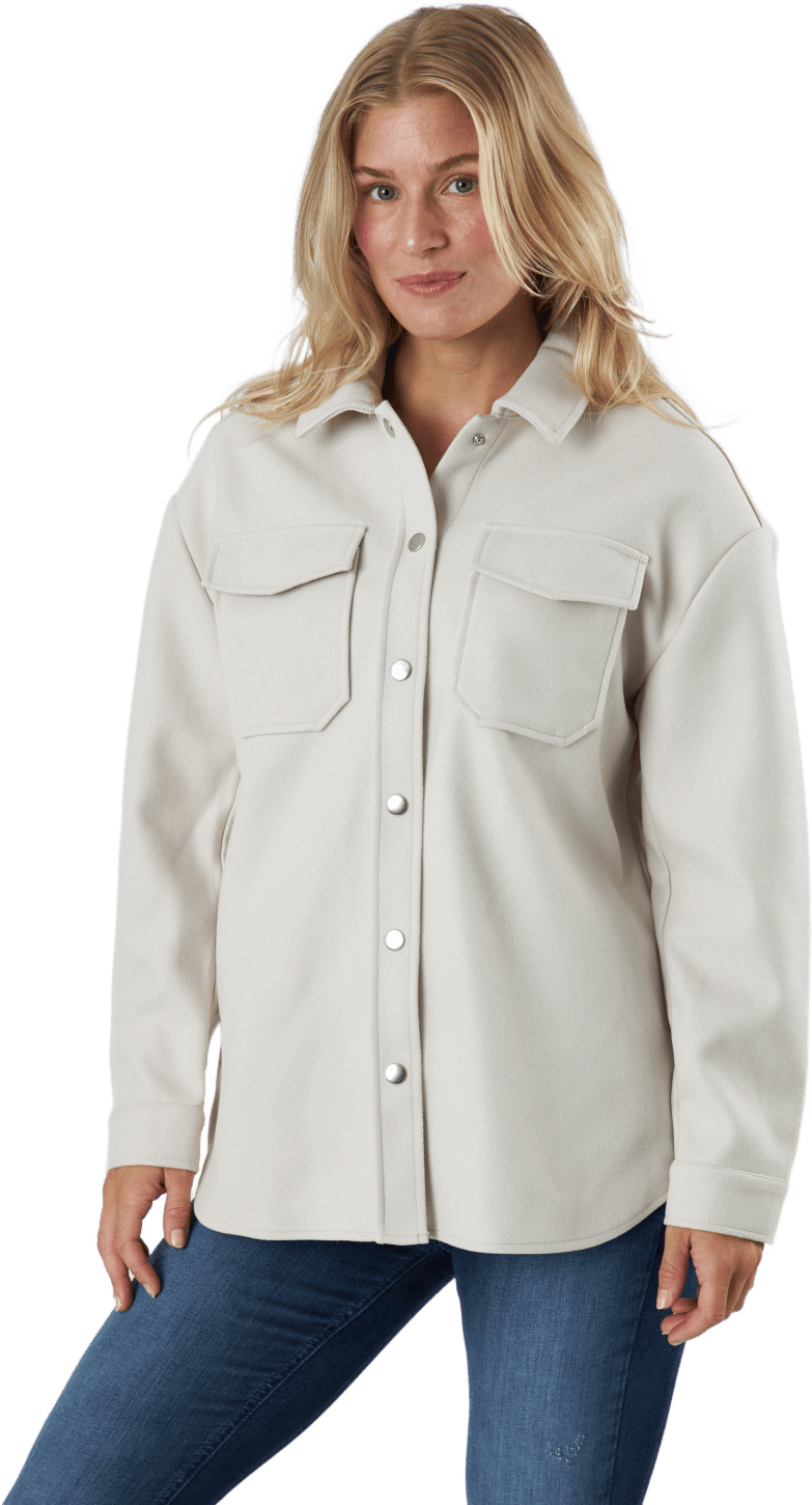 Onlmaci L/s Shacket Pnt Pumice Stone, Female, Abbigliamento, Camicie, Bianca, L