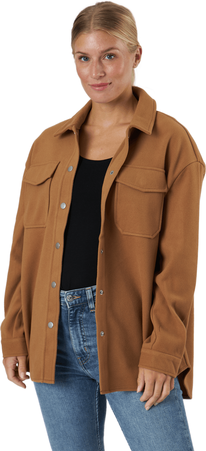 Onlmaci L/s Shacket Pnt Toasted Coconut, Female, Odevy, bundy, Hnedá, M