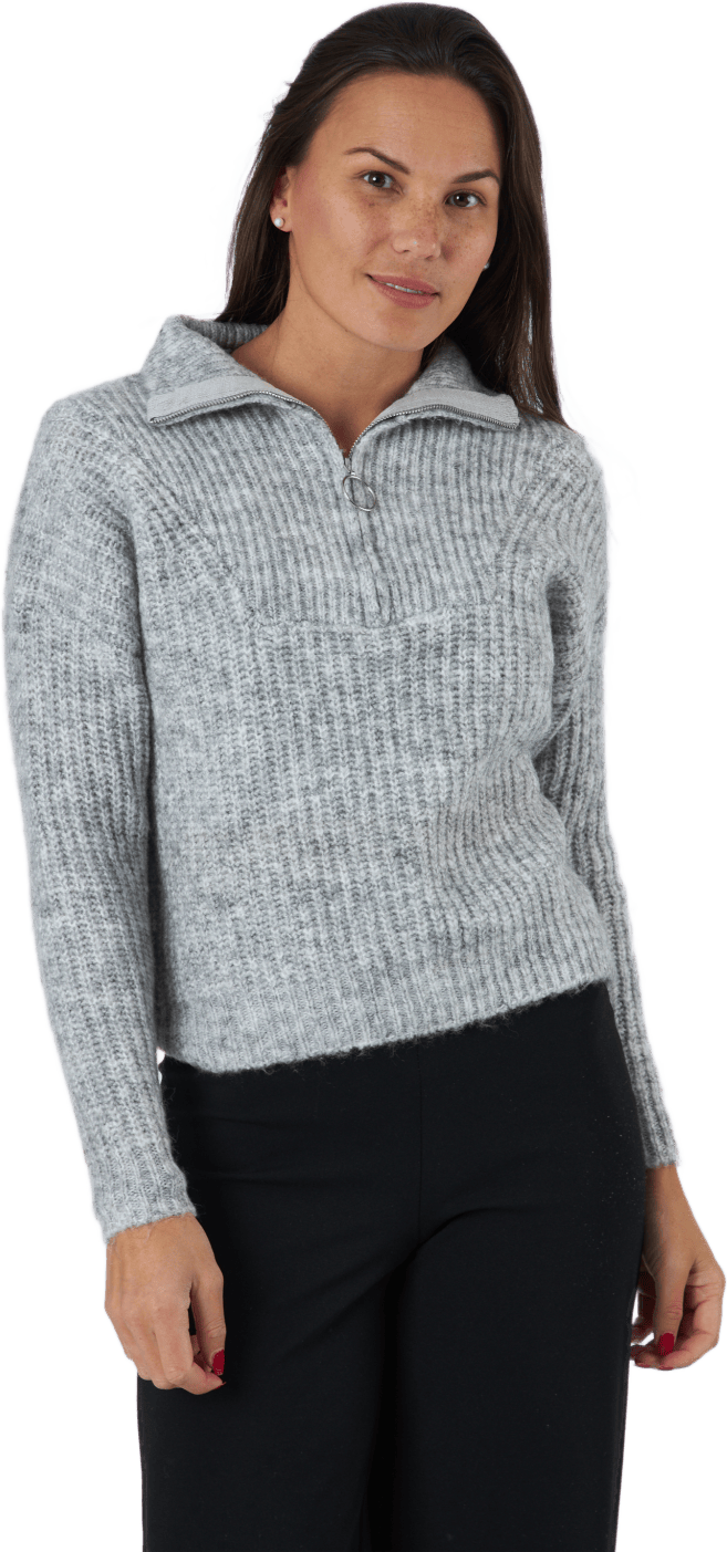 Onlemily Life L/s Zip Pullover Light Grey Melange, Female, Apparels, Shirts, Grey, L
