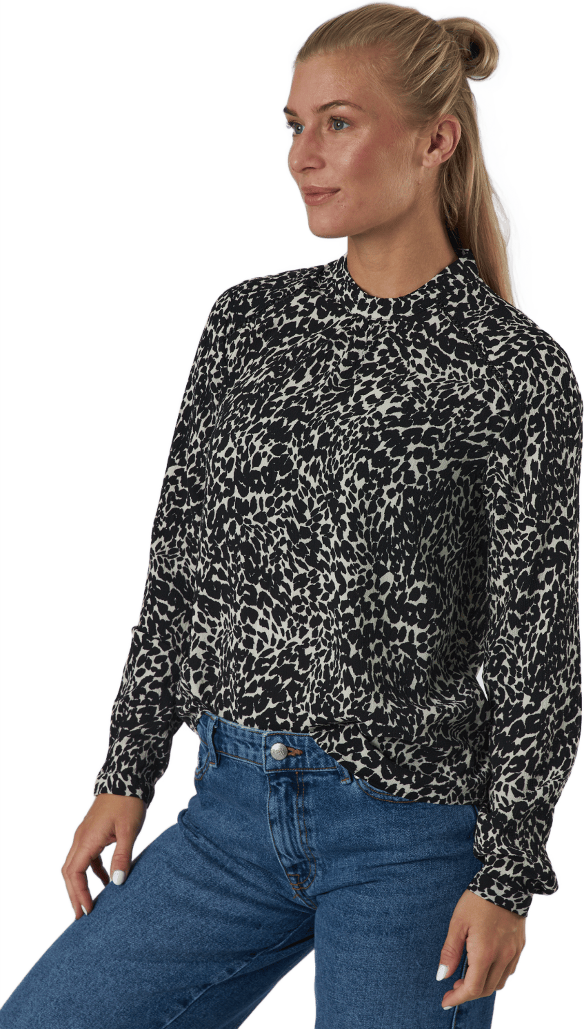 Onlnew Mallory  L/s Blouse Aop Whitecap Gray - Bild 2
