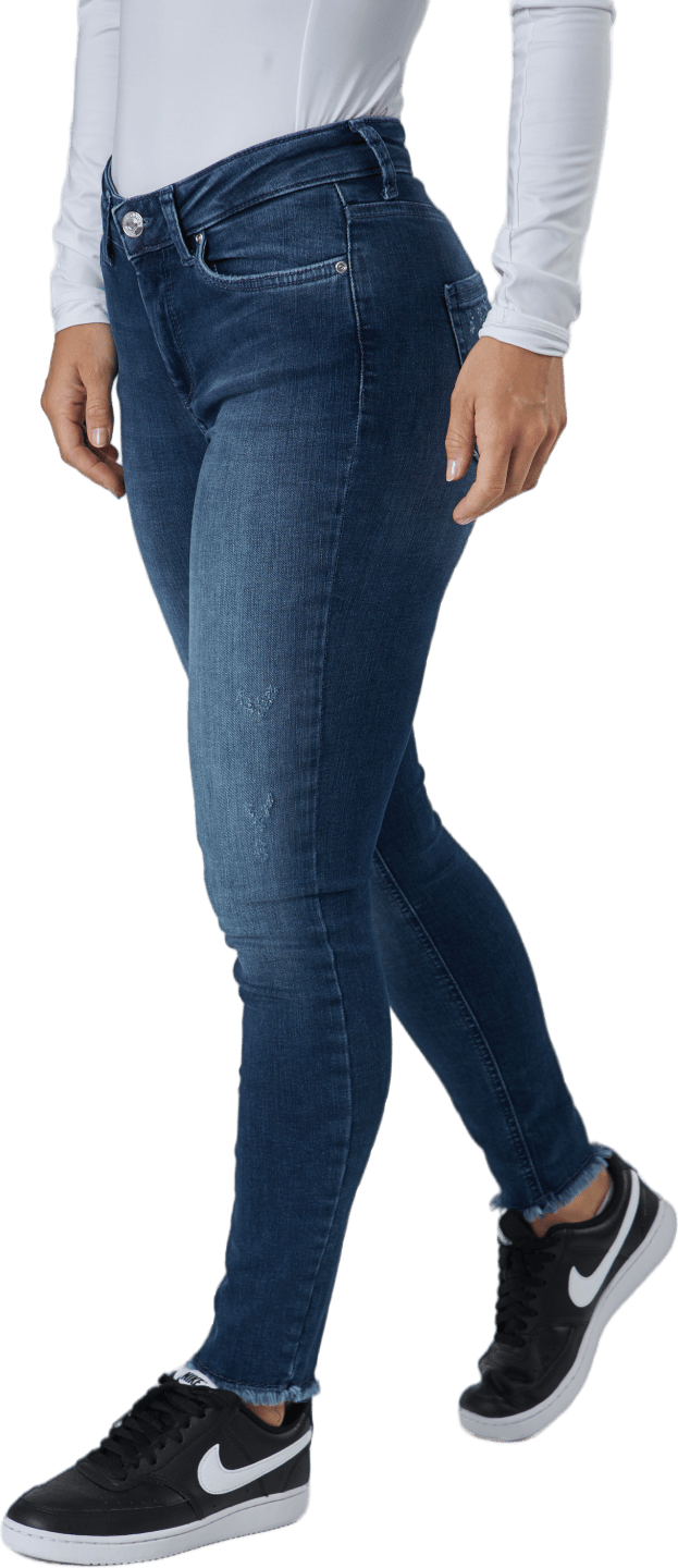 Onlblush Life Mid Sk Ank Raw R Dark Blue Denim