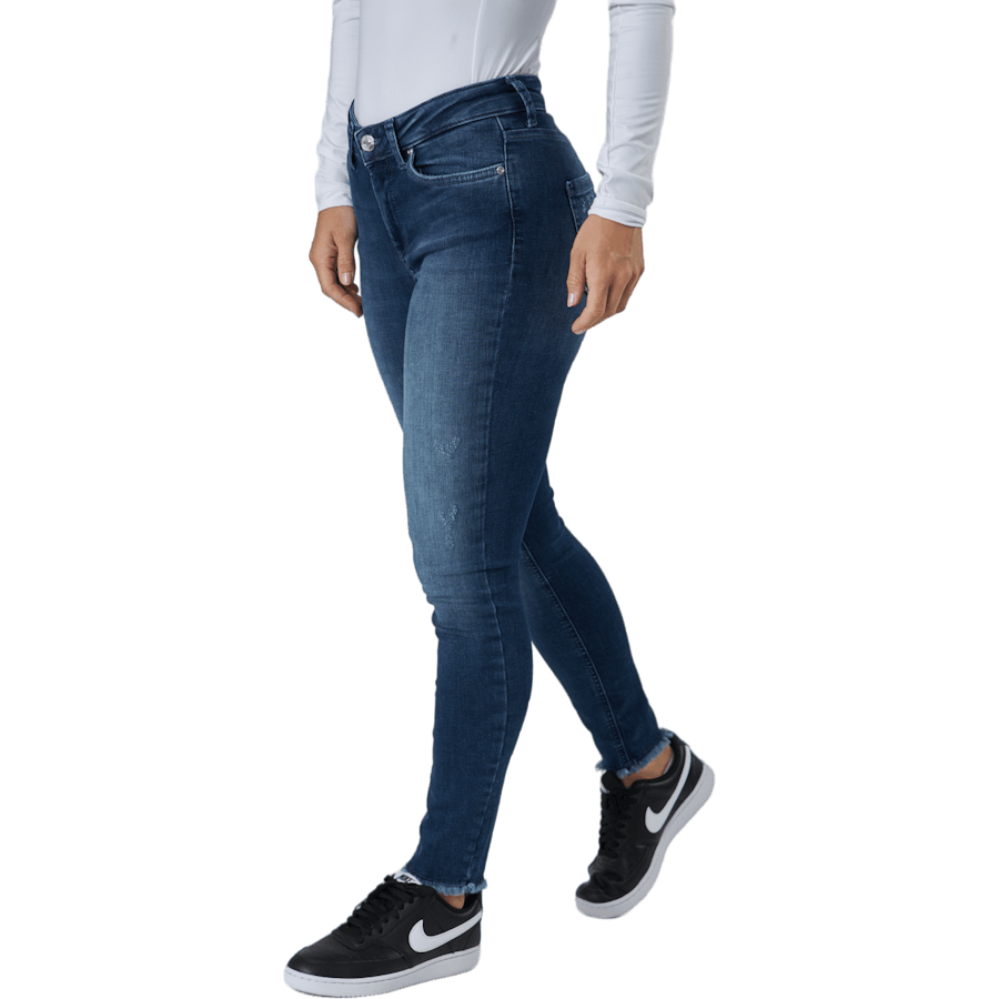 Onlblush Life Mid Sk Ank Raw R Dark Blue Denim