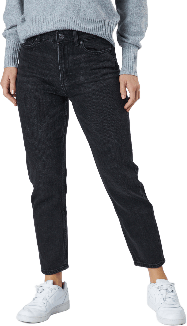 Onlemily Life Hw Str Ank Dnm N Black Denim, Female, Apparels, Pants, Black, 27"/32"