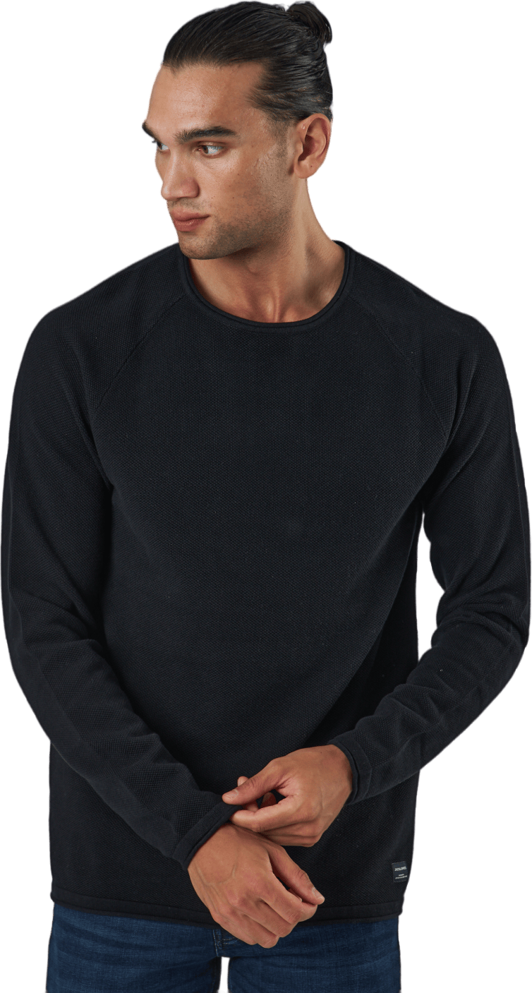 Jjehill Knit Crew Neck Black, Male, Apparels, Shirts, Black, S