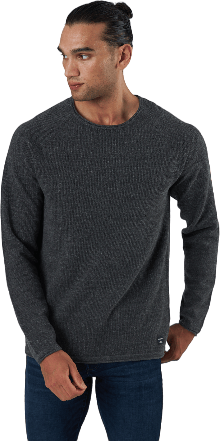 Jjehill Knit Crew Neck Dark Grey Melange