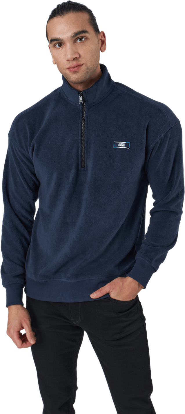 Jcoclassic Half Zip Sweat Navy Blazer, Male, Apparels, Shirts, Blue, XXL