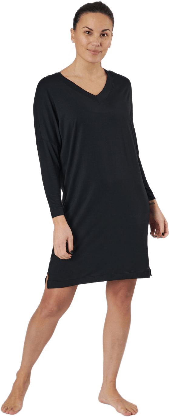 L/s Nightshirt Black, Female, Apparels, skirts & dresses, Black, S
