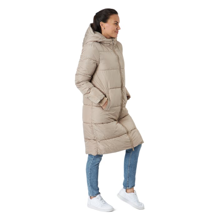 Pcbee New Long Puffer Jacket B Silver Mink, Female, Apparels, jackets, Beige, M