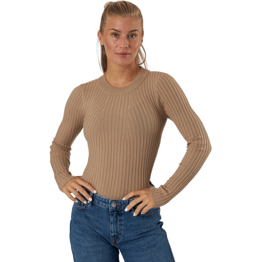 Pccrista Ls O-neck Knit Bc Silver Mink